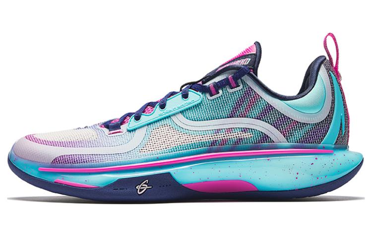 Anta GH5 Cushioning Breathable Lightweight Rebound Low-Top Basketball Shoes Men's Blue Pink