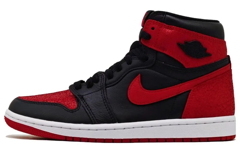 Jordan Air Jordan 1 High OG Distressed Banned Abrasion Resistant High top Vintage Basketball Shoes Unisex Black Red