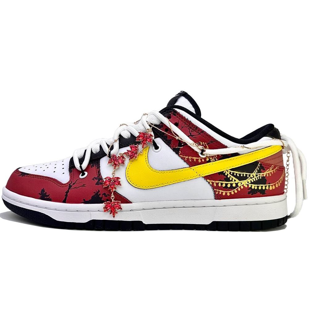 Nike Low Slip-Resistant Quick-Drying Wear-Resistant Lightweight Low-Top Skateboard Shoes Unisex Red Yellow