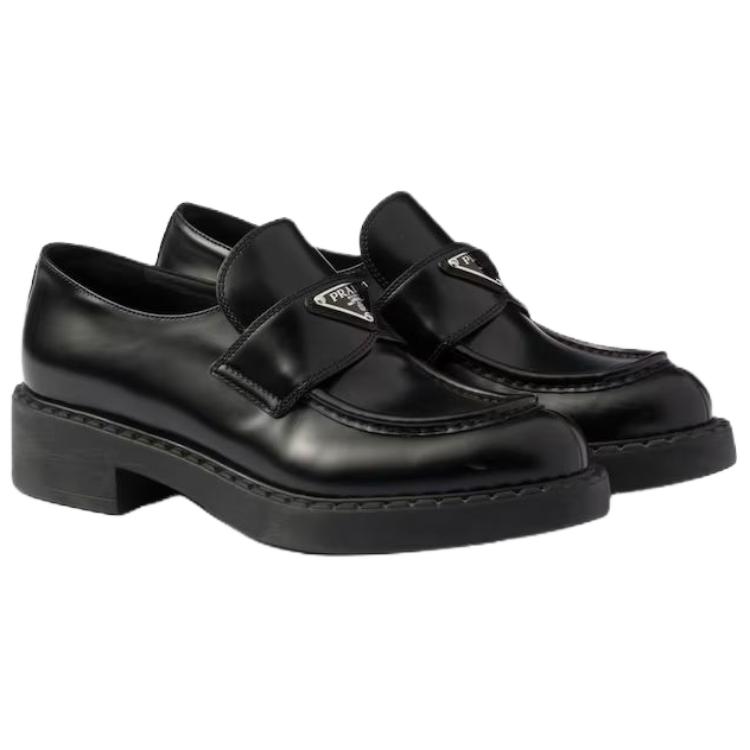 PRADA Chocolate 50mm Brushed Leather Loafer 'Black' Women's купить в интернет-магазине Yoocart с быстрой доставкой по России.