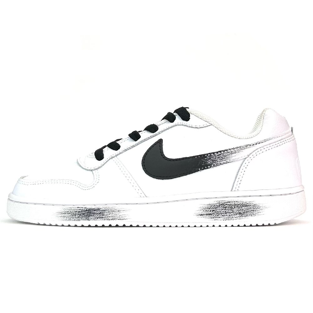 Nike EBERNON Leaving Paintings In The Mountains Anti Slip Wear Resistant Low Top Skateboard Shoes Unisex Black White