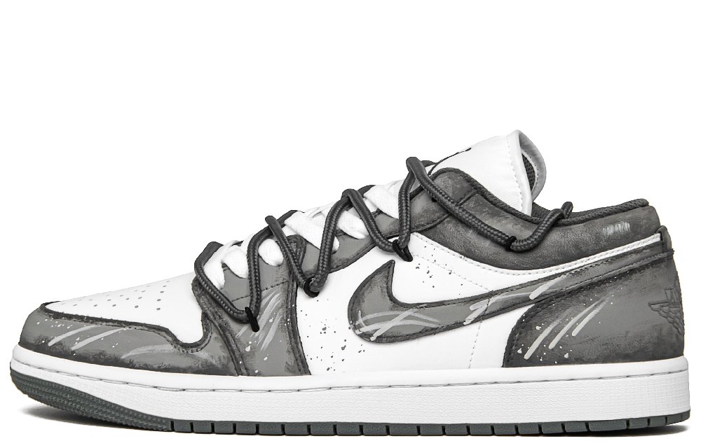 Jordan Air Jordan 1 Galaxy Heart Cushioning Slip Resistant Low Top Vintage Basketball Shoes Men's Gray