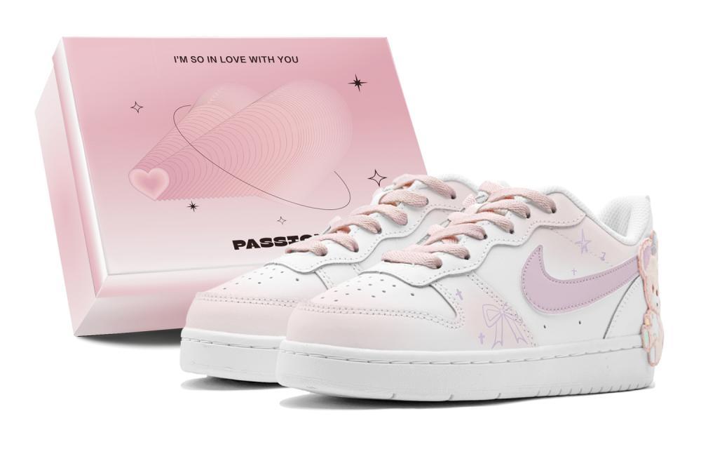 Nike Court Borough Romantic 520 Bear Sweetheart, Sweet Girl Outfit Low Top Casual Skateboard Shoes Women's Pink White