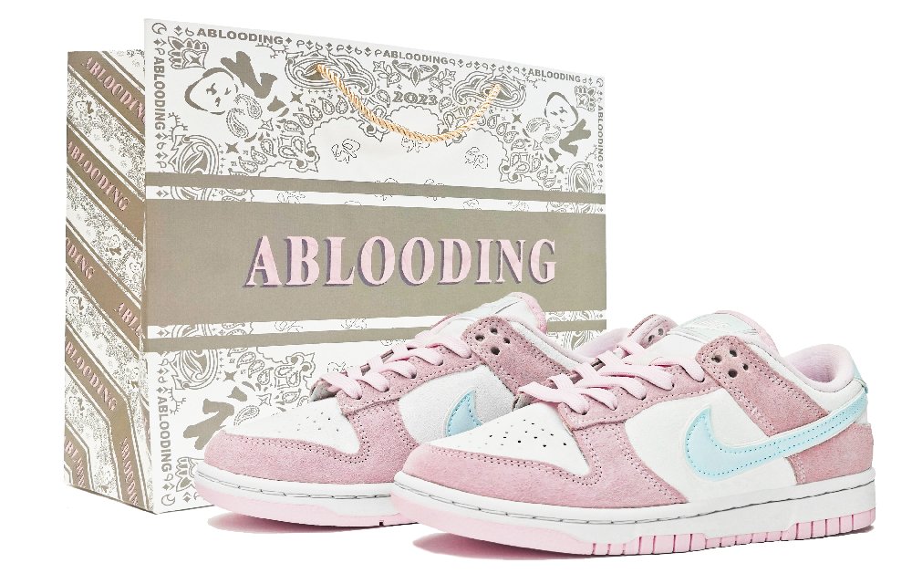 Nike Dunk Low ABLOODING Low-Top Skateboard Shoes Women's Pink Blue