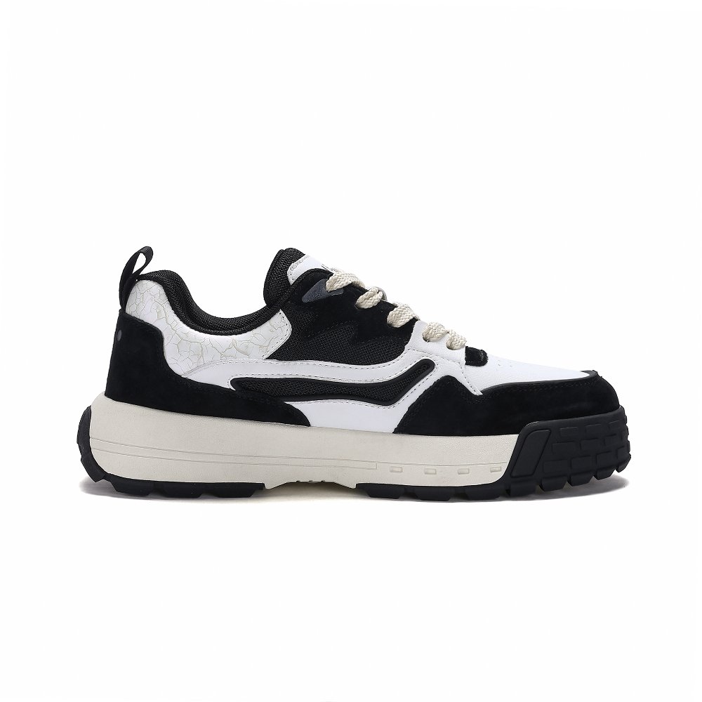 JEEP SPIRIT Abrasion Resistant Breathable Height Increasing Low top Casual Skateboard Shoes Men's Black White