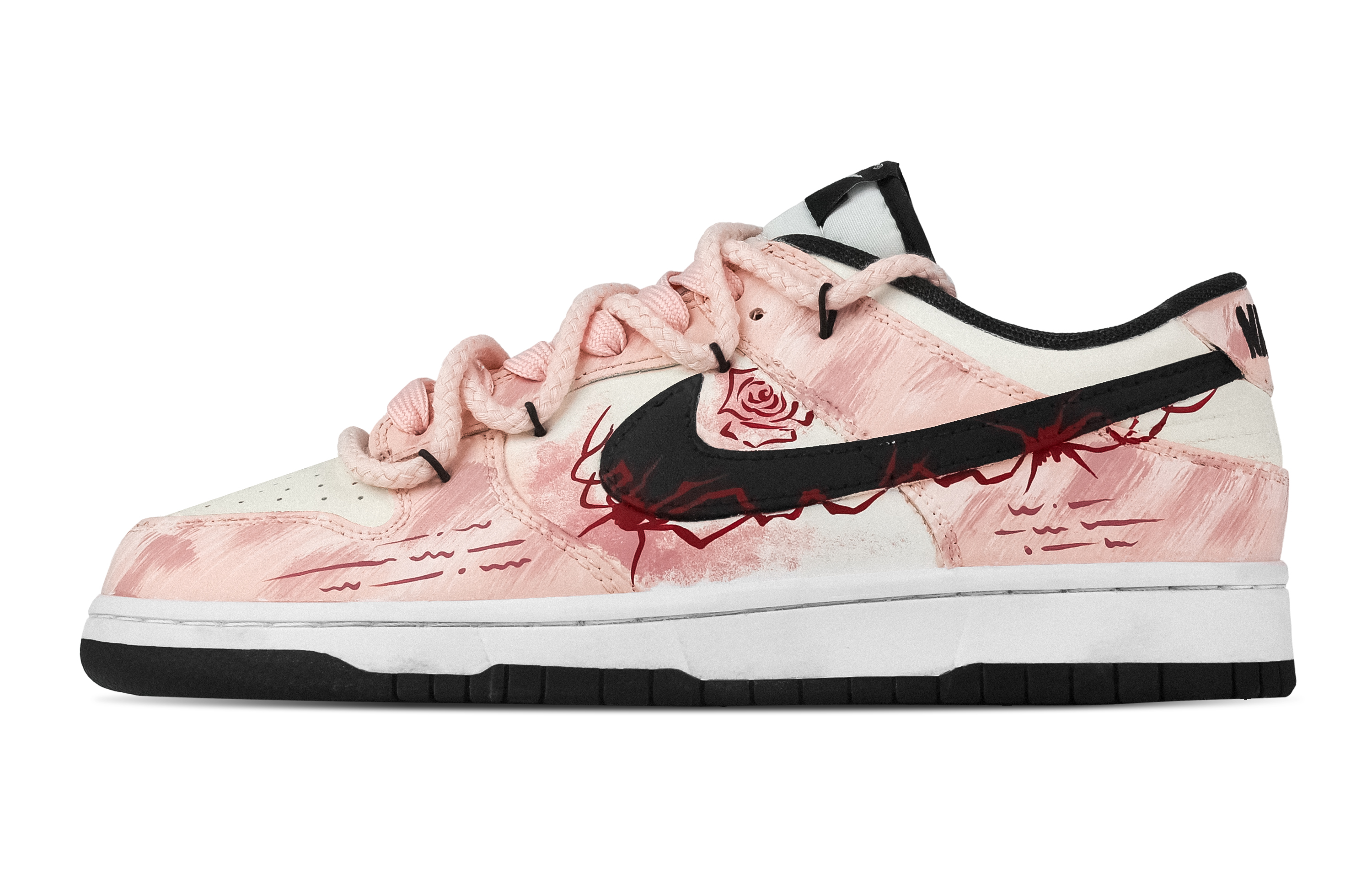 Nike Dunk Rose Red Spiders Abrasion Resistant Low top Skateboard Shoes Unisex