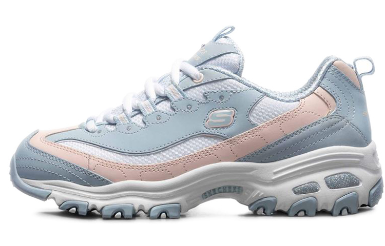 Skechers D'LITES 1.0 Milk Tea Bear Cushioning Breathable Support Low-Top Casual Shoes Women's Blue
