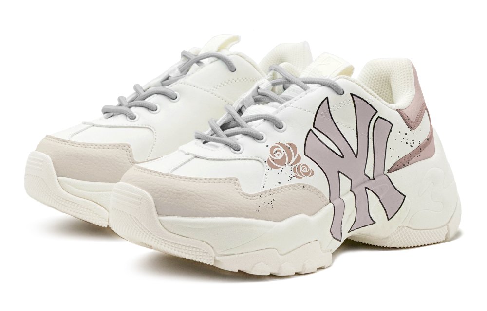 MLB Big Ball Chunky Vintage Rose Abrasion Resistant Low Top Chunky Sneakers Unisex Beige Brown
