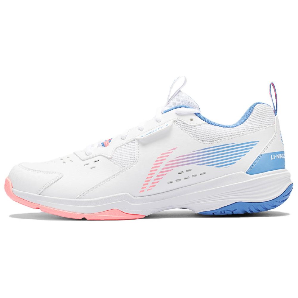 LiNing Ace Abrasion Resistant Breathable Low Top Badminton Shoes Unisex White Pink Blue