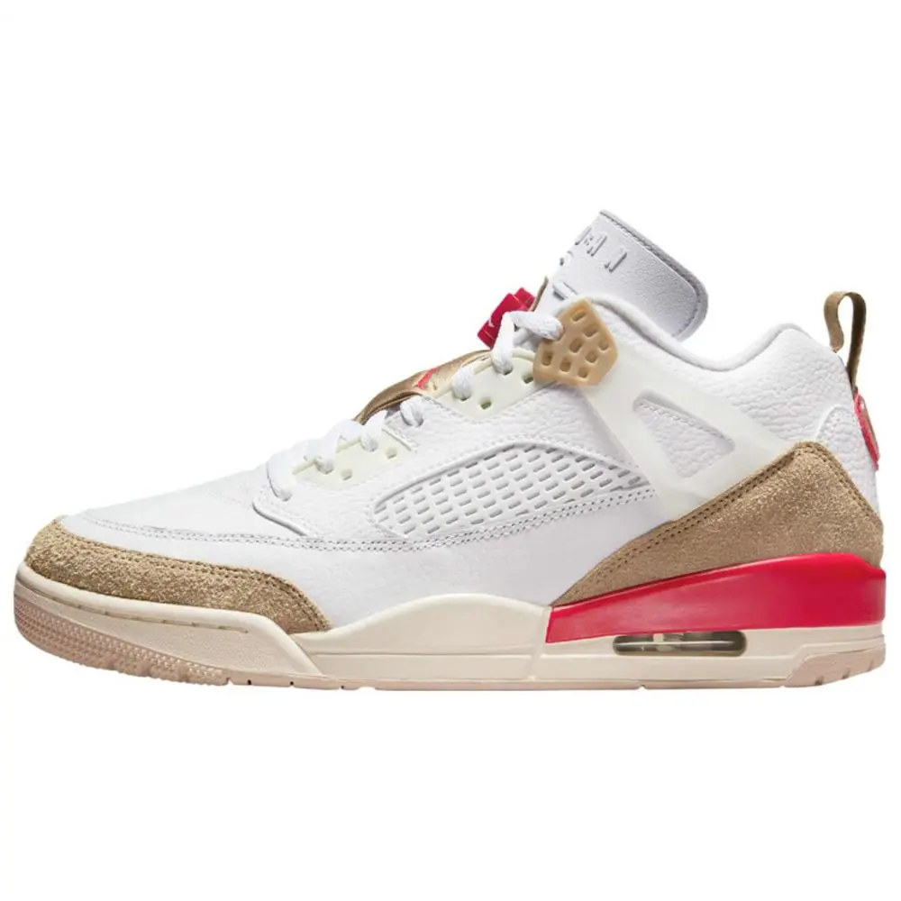 Jordan Spizike Anti Slip Wear Resistant Low Top Vintage Basketball Shoes Men's White Brown