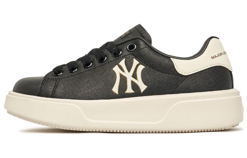 MLB Chunky Classic Yankees Anti-Slip Wear-Resistant Low-Top Skateboard Shoes Unisex Black White