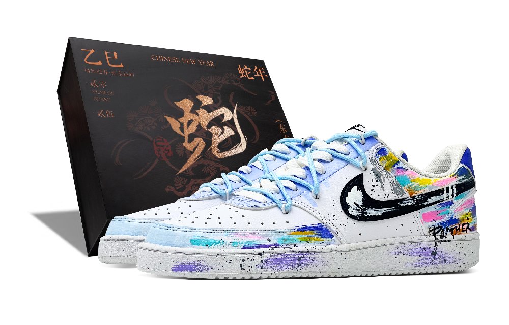 Nike Court Vision 1 Anti-Slip Wear-Resistant Low-Top Skateboard Shoes Men's White Blue