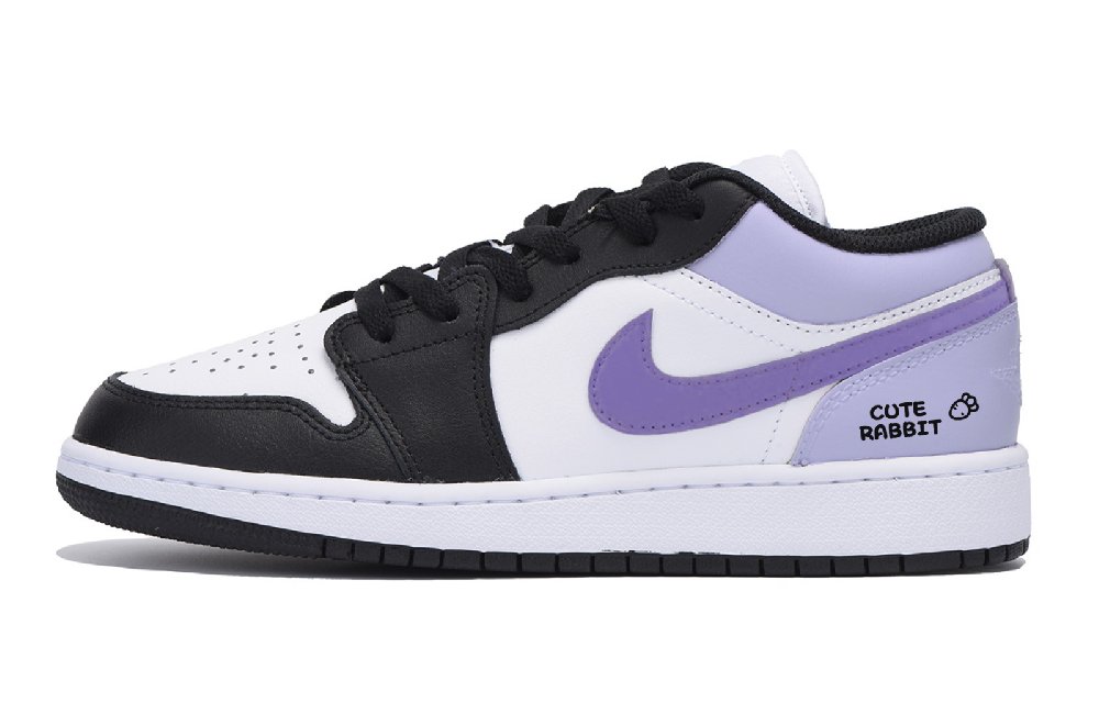 Jordan Air Jordan 1 Radish Taro Slip Resistant Low Top Vintage Basketball Shoes Men's White Purple