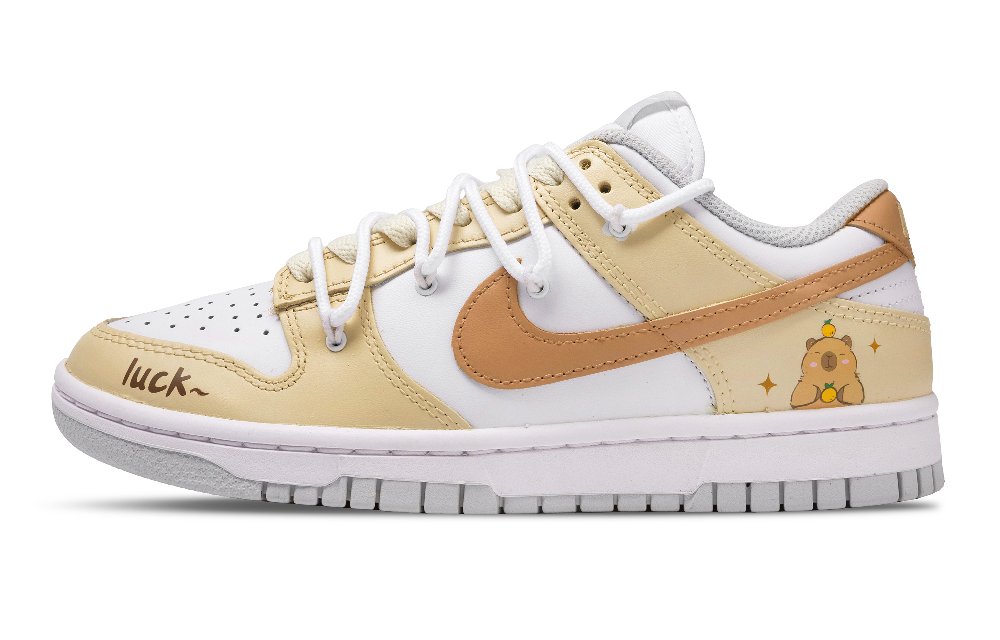 Nike Dunk Low Top Skateboard Shoes Women's Yellow White
