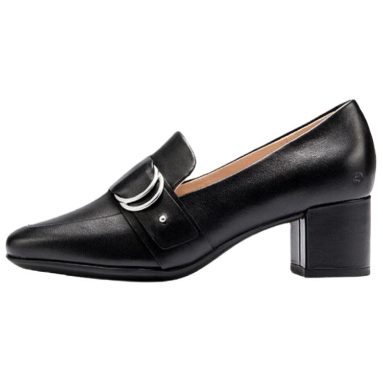 Ecco Body Shaping 35 Square Toe Loafers 5cm Women's Black