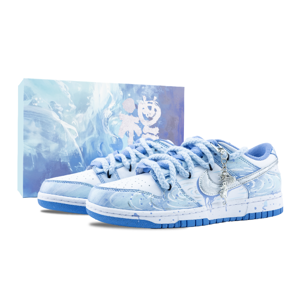 Nike Dunk Phantom Sea's Heart Anti Slip Wear Resistant Low Top Skateboard Shoes Unisex White Blue Silver