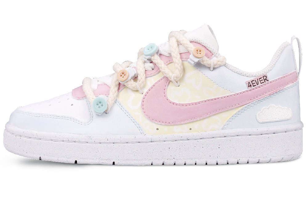 Nike Court Borough Anti Slip Wear Resistant Low Top Skateboard Shoes GS Pink Blue