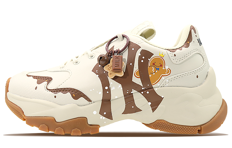 MLB Big Ball Chunky Anti-Slip And Wear-Resistant Height Increasing Low-Top Chunky Sneakers Unisex Coffee
