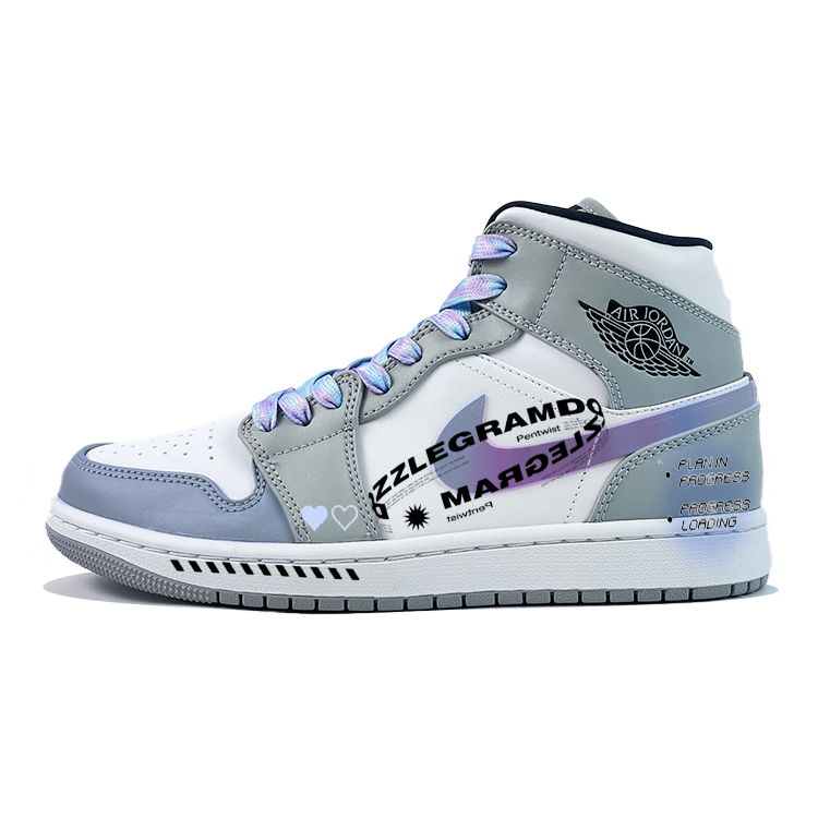 Jordan Air Jordan 1 Cushioning Anti-Slip And Wear-Resistant Mid-Top Vintage Basketball Shoes Men's Smoke Gray