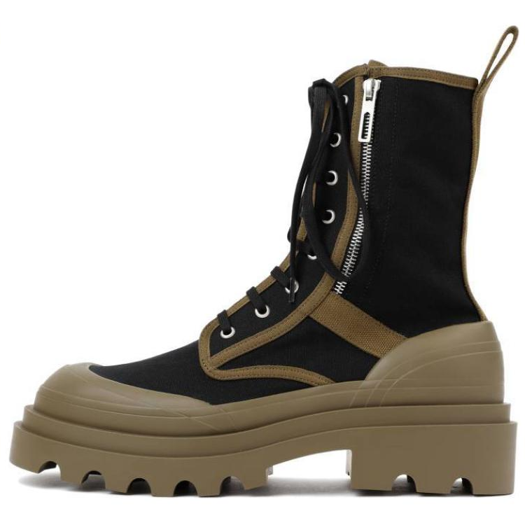 Bottega Veneta Lace Up Boots Black Green