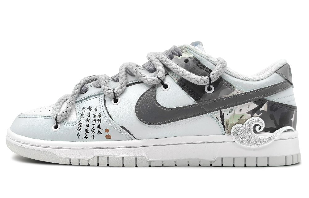 Nike Dunk Low-Top Skateboard Shoes Men's Gray Blue
