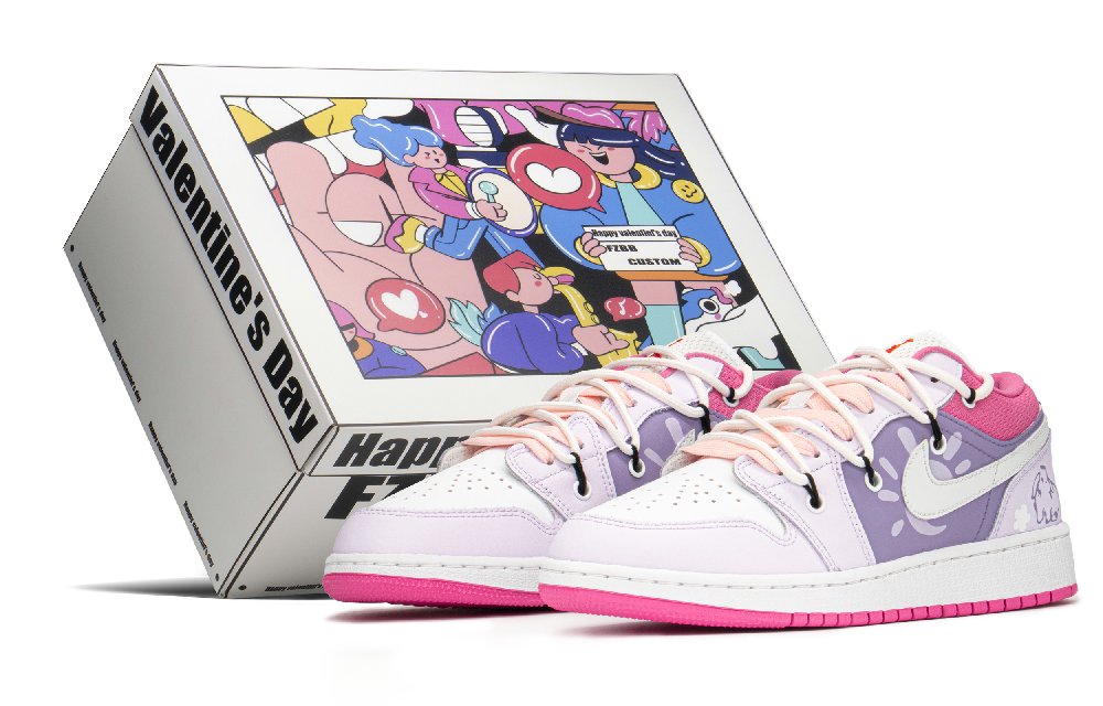 Jordan Air Jordan 1 Low FZBB Low Top Vintage Basketball Shoes GS Pink Purple