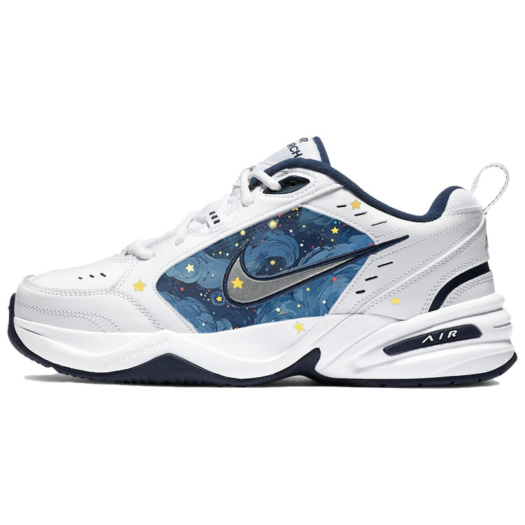 Nike Air Monarch 4 Anti-Slip Wear-Resistant Low-Top Chunky Sneakers Unisex Blue White