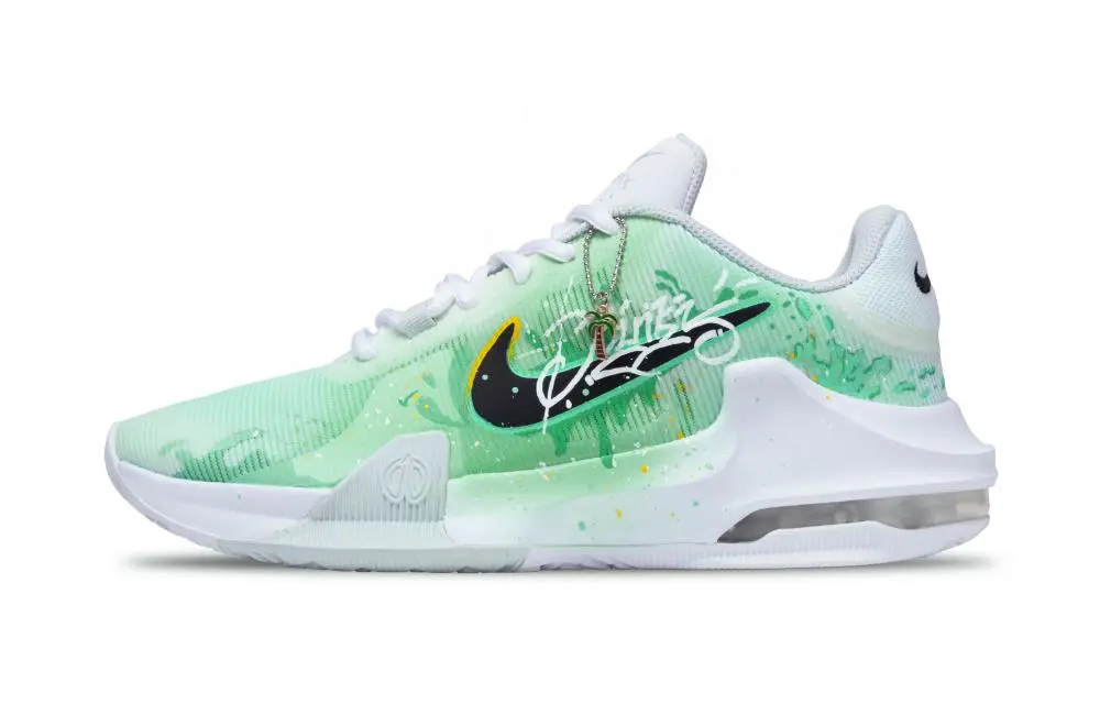 Nike Air Max Impact 4 Emerald Pumice Island Anti Slip Wear Resistant Low Top Basketball Shoes Men's White Green