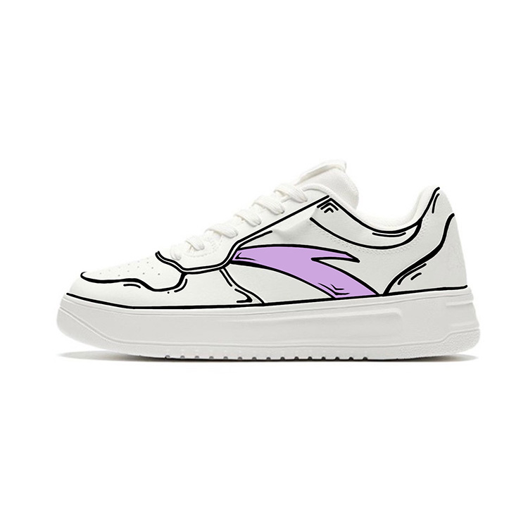 Anta Anti-Slip Wear-Resistant Low-Top Skateboard Shoes Unisex White Black