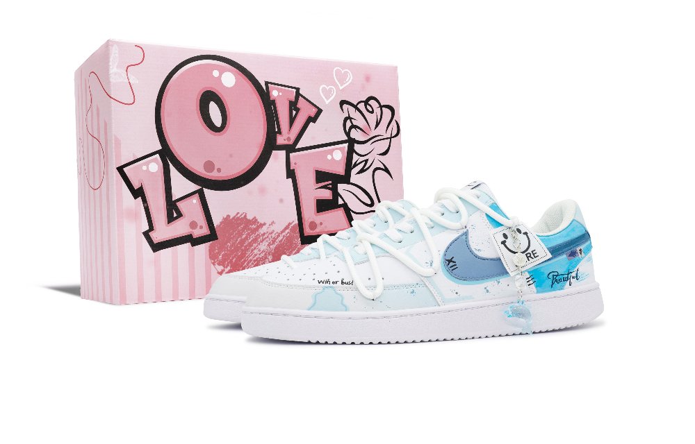 Nike Court Vision 1 Blue Sea Legend Anti Slip Wear Resistant Low Top Skateboard Shoes Men's Blue White