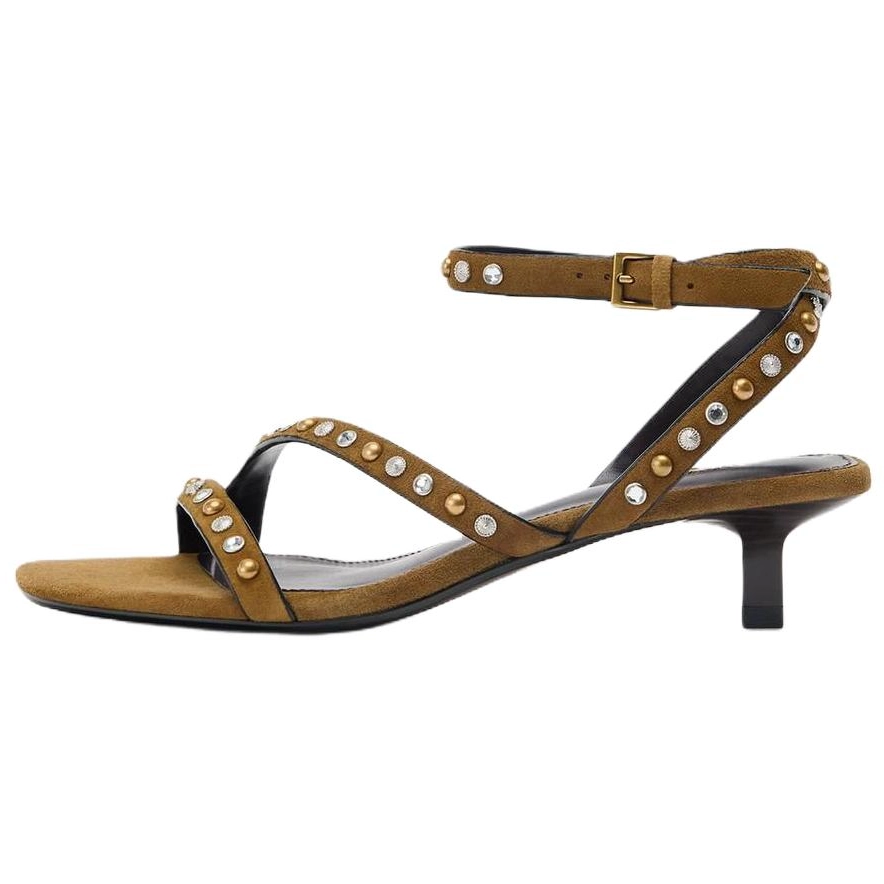 ZARA One Strap Sandals 4cm Women's Olive Green купить в интернет-магазине Yoocart с быстрой доставкой по России.
