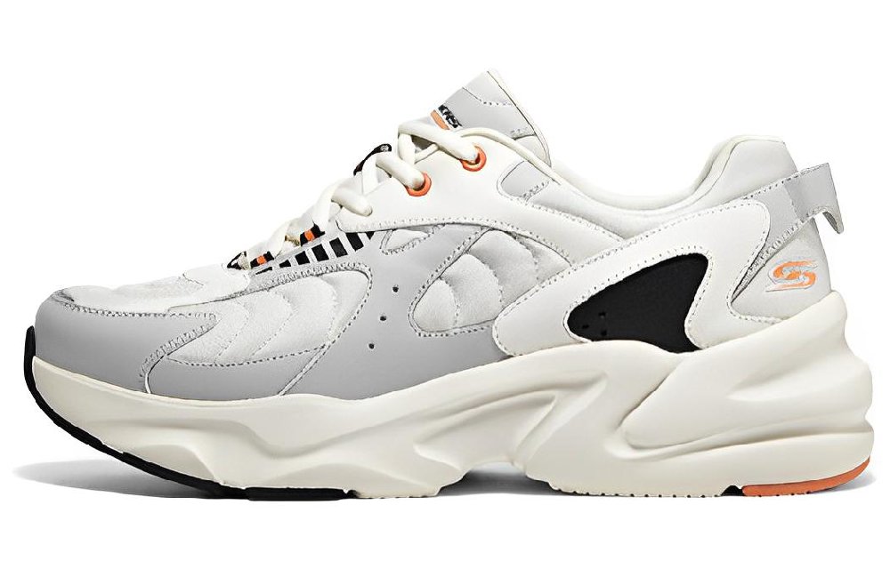 Skechers BOBS BAMINA 2 Lava Ripple Cushioning Wear-Resistant Low-Top Casual Shoes Men's White Gray Orange