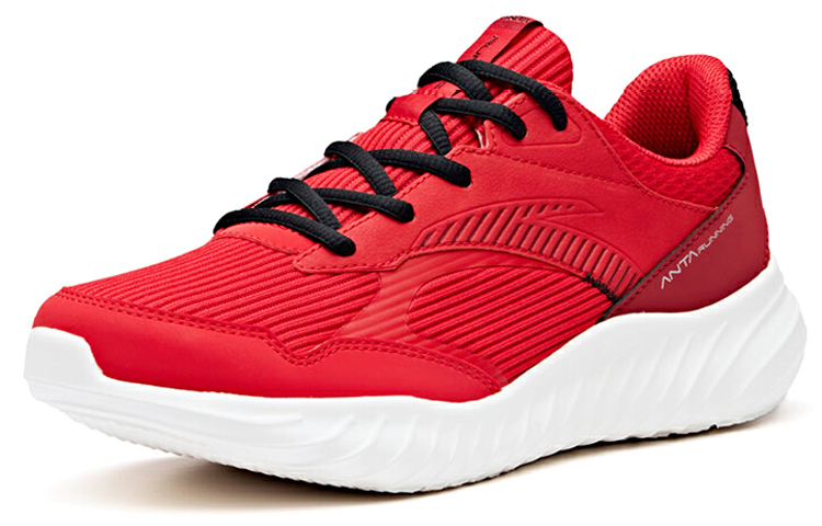 Anta Cushioned Anti-Slip Wear-Resistant Breathable Lightweight Low-Top Running Shoes Men's Red White
