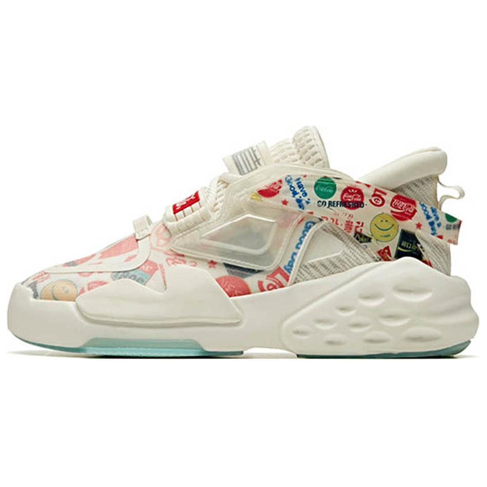 Coca Cola x Anta Shock Absorbers Slip Resistant Abrasion Resistant Low top Chunky Sneakers Women's White Red Blue