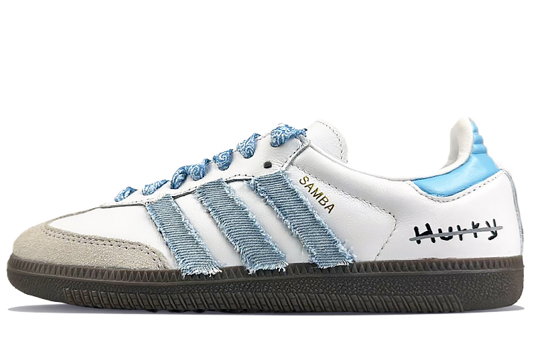 Adidas Originals Samba Slip-Resistant Cushioning Wear-Resistant Lightweight Low-Top Skateboard Shoes Unisex White Blue