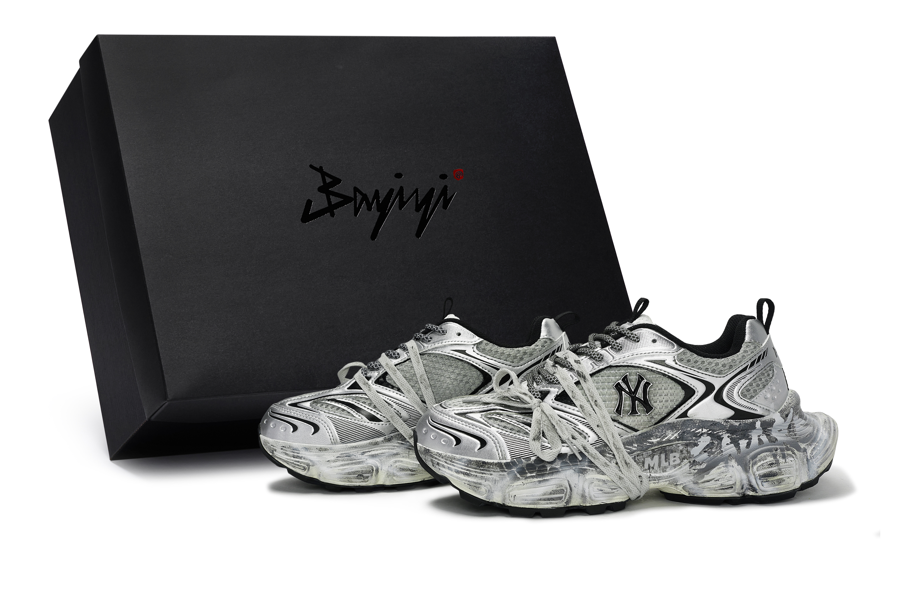 MLB Winner Chunky Sneakers Unisex Low Top Silver Gray