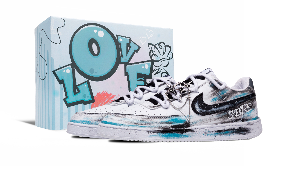 Nike Court Vision 1 Blue Osborn Anti Slip Wear Resistant Low Top Skateboard Shoes Men's White