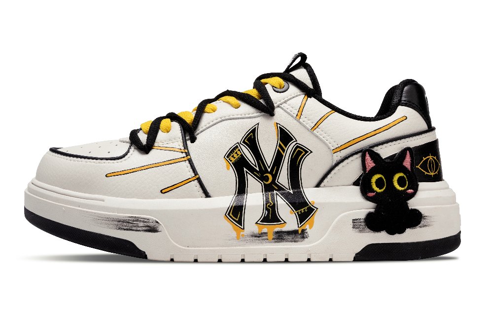 MLB Chunky Liner Anti-Slip Wear-Resistant Low-Top Skateboard Shoes Unisex Black White
