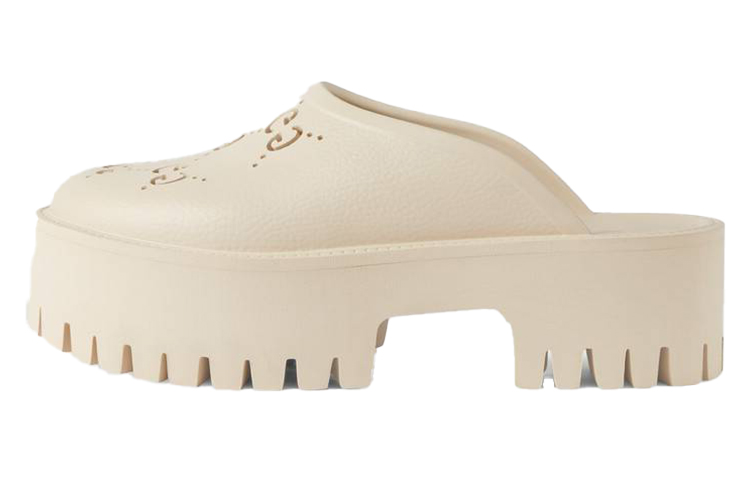 GUCCI Women's Platform Perforated G Sandal 'White Rubber' Women's