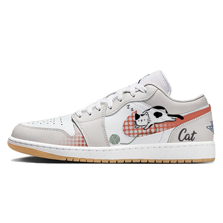 Jordan Air Jordan 1 Low Top Vintage Basketball Shoes Unisex Gray White
