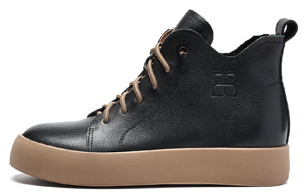 EBLAN Wear-Resistant High-Top Skateboard Shoes Women's Black