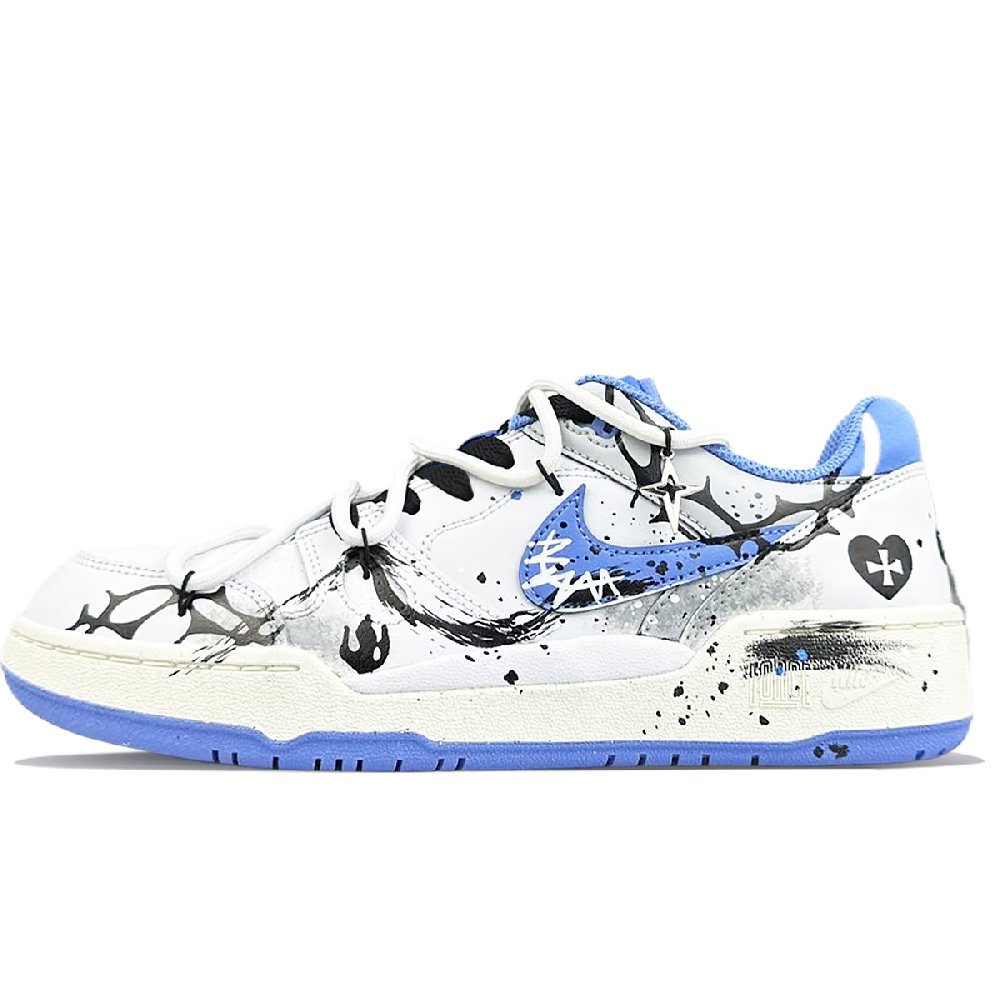 Nike Full Force Slip-Resistant Low-Top Skateboard Shoes Men's White Blue