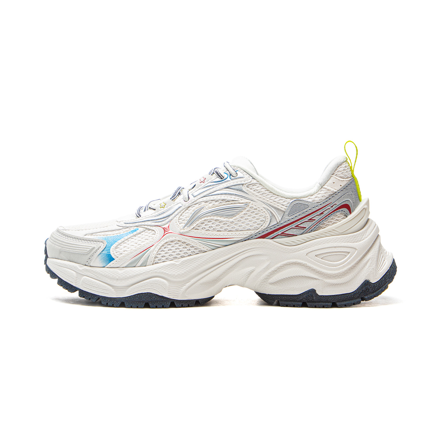 LiNing Star Ring Slip Resistant, Abrasion Resistant, Breathable Low top Casual Shoes Women's White Silver