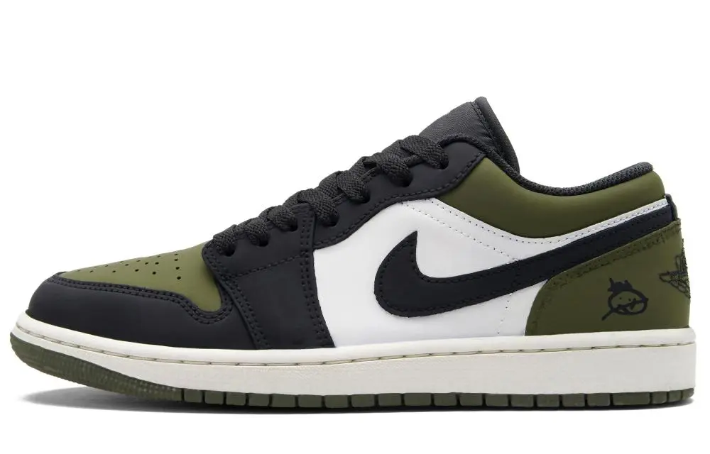Jordan Air Jordan 1 Mung Bean Smoothie Low top Vintage Basketball Shoes Unisex Sage Green