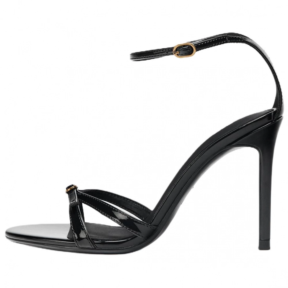 ZARA One Strap Sandals 10cm Women's Black