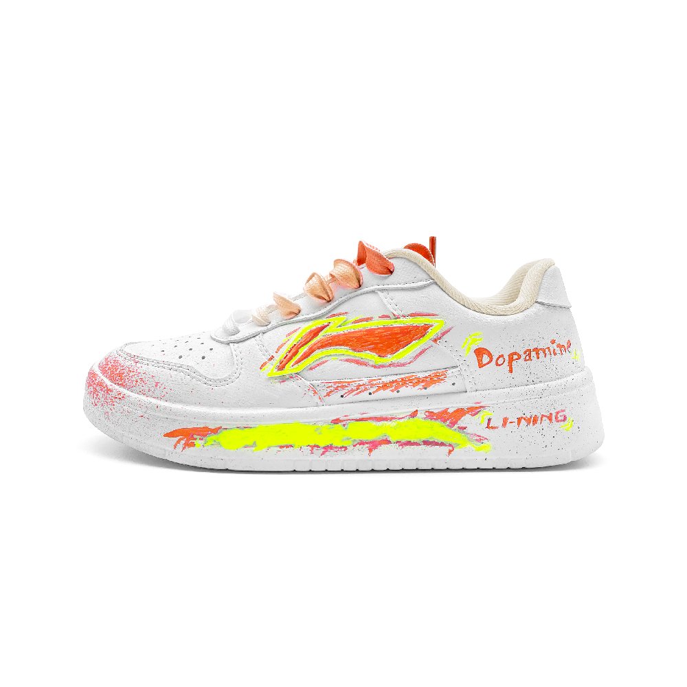 LiNing Pontoon Boats Abrasion Resistant Slip Resistant Low top Skateboard Shoes Unisex White Yellow Orange