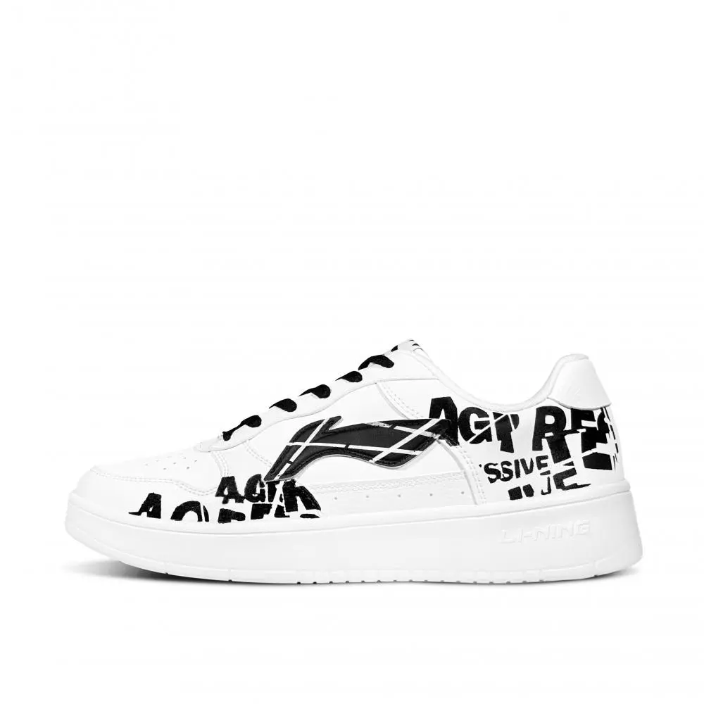 LiNing Pontoon Boats AGT Anti Slip And Wear Resistant Height Increasing Low top Skateboard Shoes Men's Black White