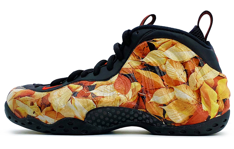 Nike Foamposite One Anti-Slip Wear-Resistant Mid-Top Vintage Basketball Shoes Men's Black Orange