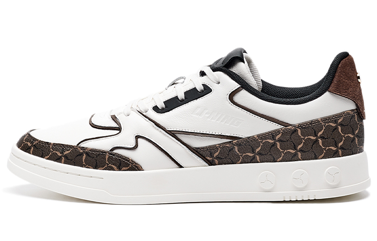 LI NING 1990 Anti Slip Wear Resistant Low Top Skateboard Shoes Men's Beige Brown