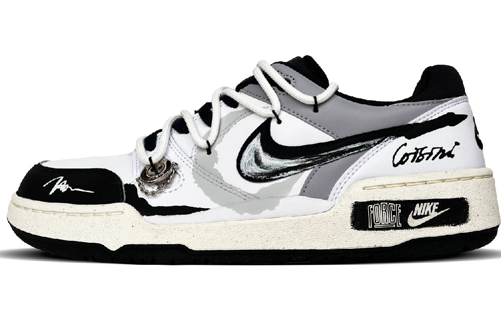 Nike Full Force Anti-Slip And Wear-Resistant Lightweight Low-Top Trendy Casual Skateboard Shoes Men's White Black